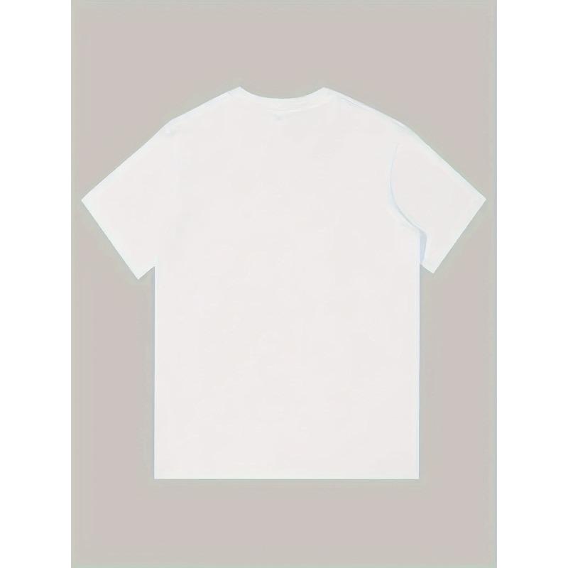 European sizes Men'S Black Bold White Lettering & Emblem Graphic T-Shirt - Streetwear Casual Loose Fit Short Sleeve Round Neck Tee