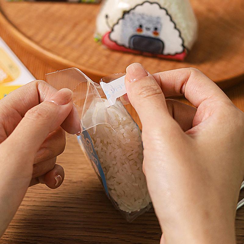 50Pcs Cartoon For Triangle Rice Ball Packaging Bag Nori Onigiri Sushi Bag With 2 Onigiri Mold And 50 Stickers Sushi Making Mold