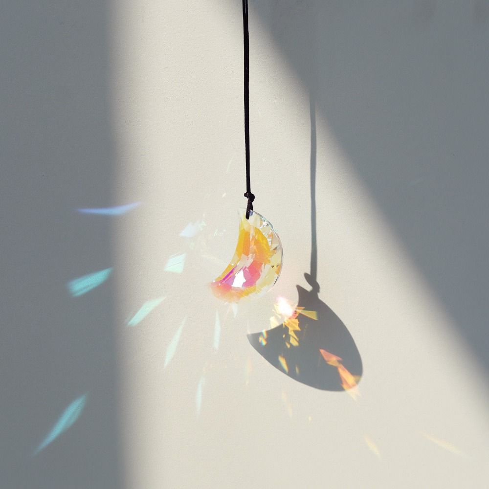 50mm Rainbow Maker Half Moon Glass Prism Suncatcher Crystal Prisms  Sunlight Collection