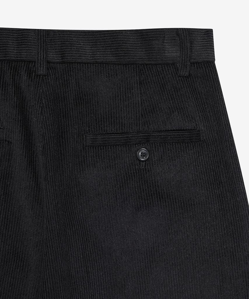 NOIRER Corduroy One-Pleat Wide Pants (Black)