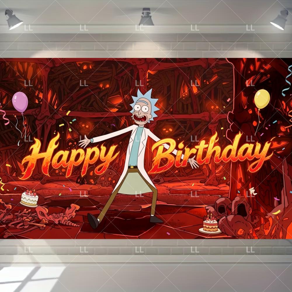 Rick And Morty Fans Child Birthday Party Decoration Anime Character Cake Topper Balloon Set Baby Shower Banner Adults Kids Gift