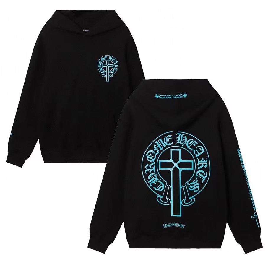 

846 CHROME HEARTS 2026 Autumn and Winter New Plus Size Classic Style Logo Hooded Sweatshirt, Suitable for Couples to Wear XL чорний