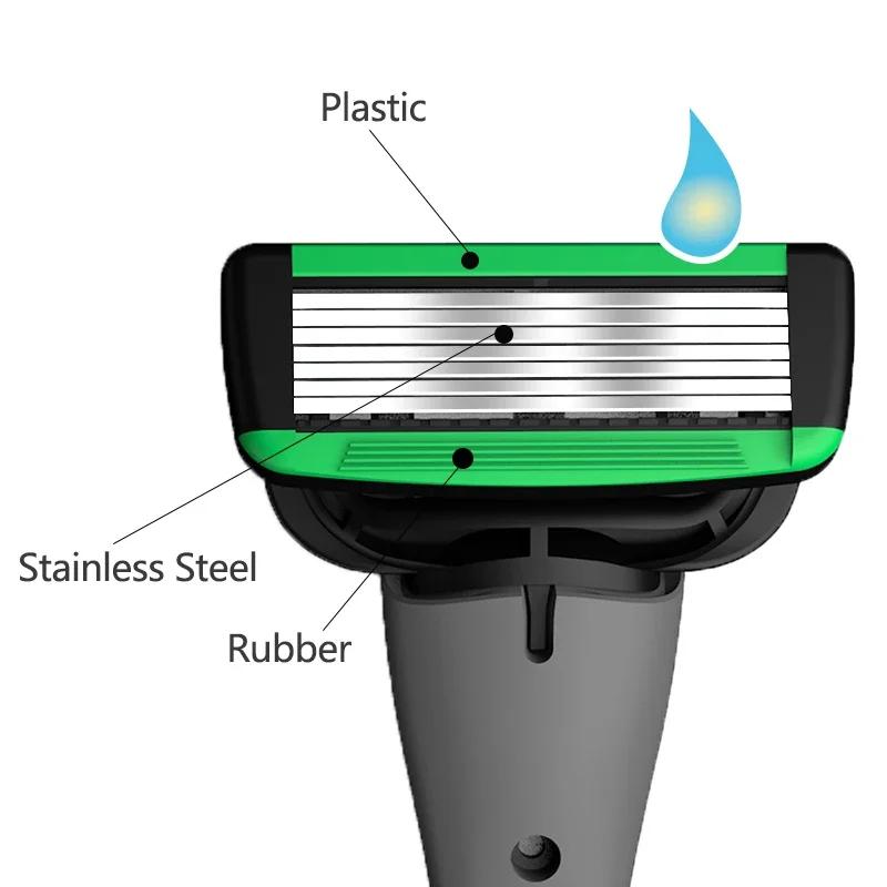 Rasoir Manuel Pour Hommes Lame 7 Couches Couteau de Rasage avec Lames Remplaçables Lames Sans Dommage pour la Peau Rasoir Couteau d'Épilation