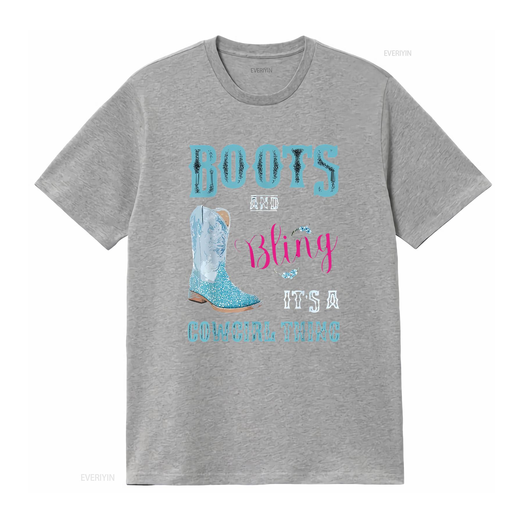 Girls Women Boots Bling Its A Cowgirl Thing Cute T Shirt vintage Washed graphic Casual Slightly fashion Versatile Stretched S