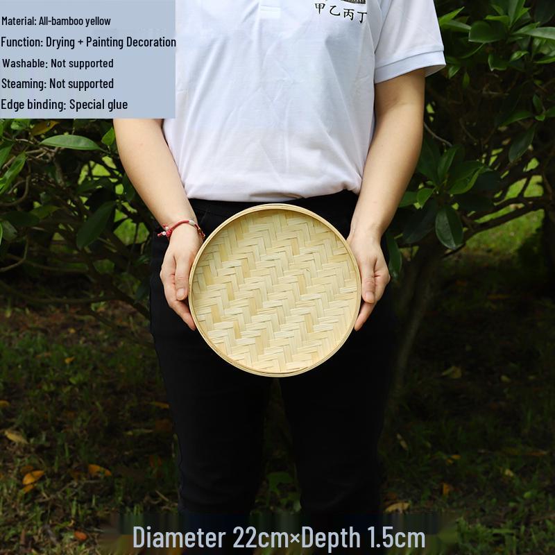 Bamboo Woven Sieve: Round & Holeless Winnowing Basket Tray, Handmade Farmhouse Décor