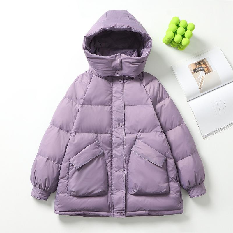 Autumn and Winter Hooded Down Jacket Women's Medium and Long White Duck Down Warm Winter Coat Fashionable Versatile and Loose