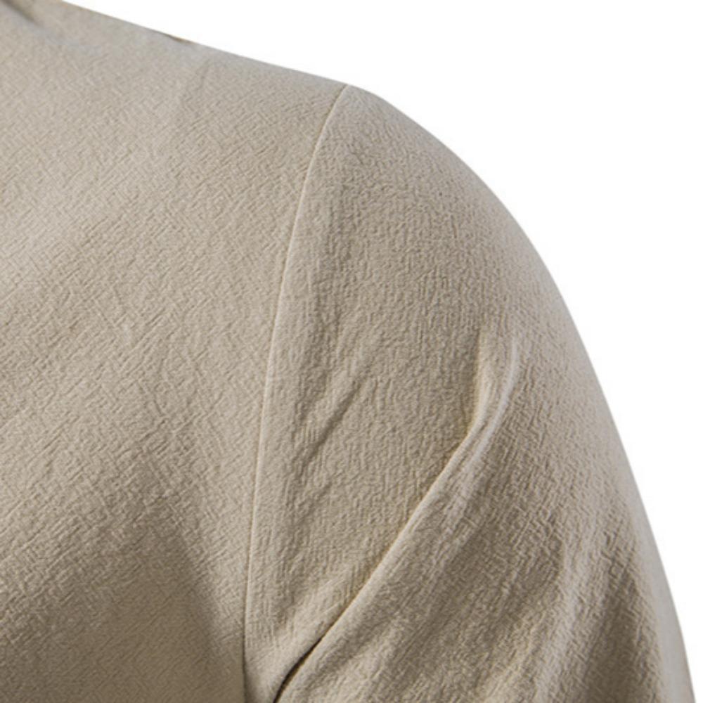 Pánské plátěné košile s dlouhým rukávem, šněrování, výstřih do V Ležérní halenka Jaro Léto Tenká přední Trička Topy Prodyšné Muži Oblečení