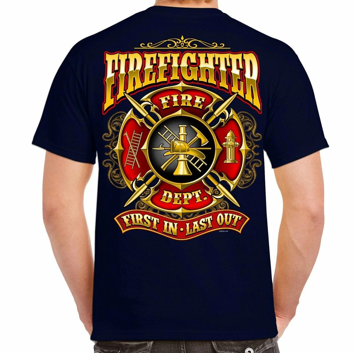 First In Last Out Firefighter T-Shirt L