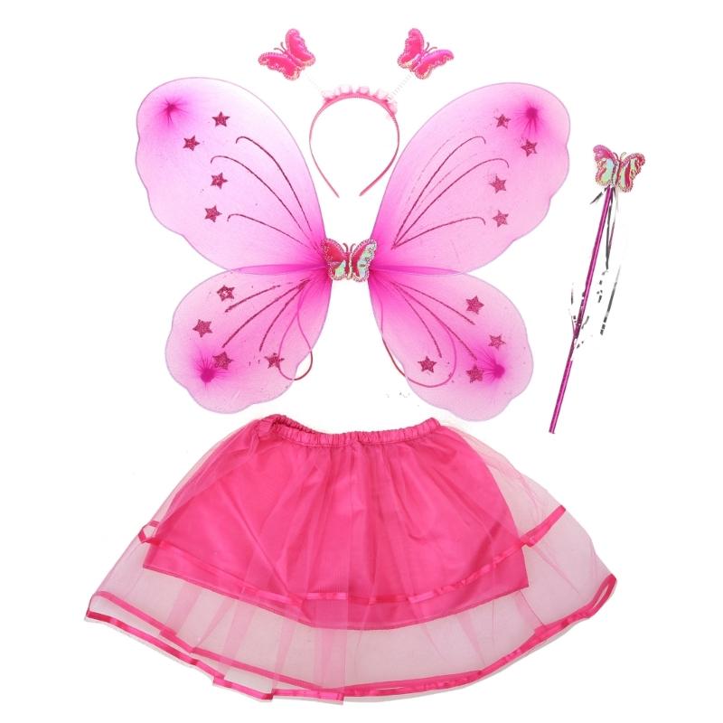 Princess Fairy Costumes Tutu Wing Magic Wand Headband Stage Performances Props