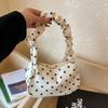 Cloth Polka Dot Shoulder Bag Ruched Strap Canvas Underarm Bag Comfortable Printed Handbag  Shopping