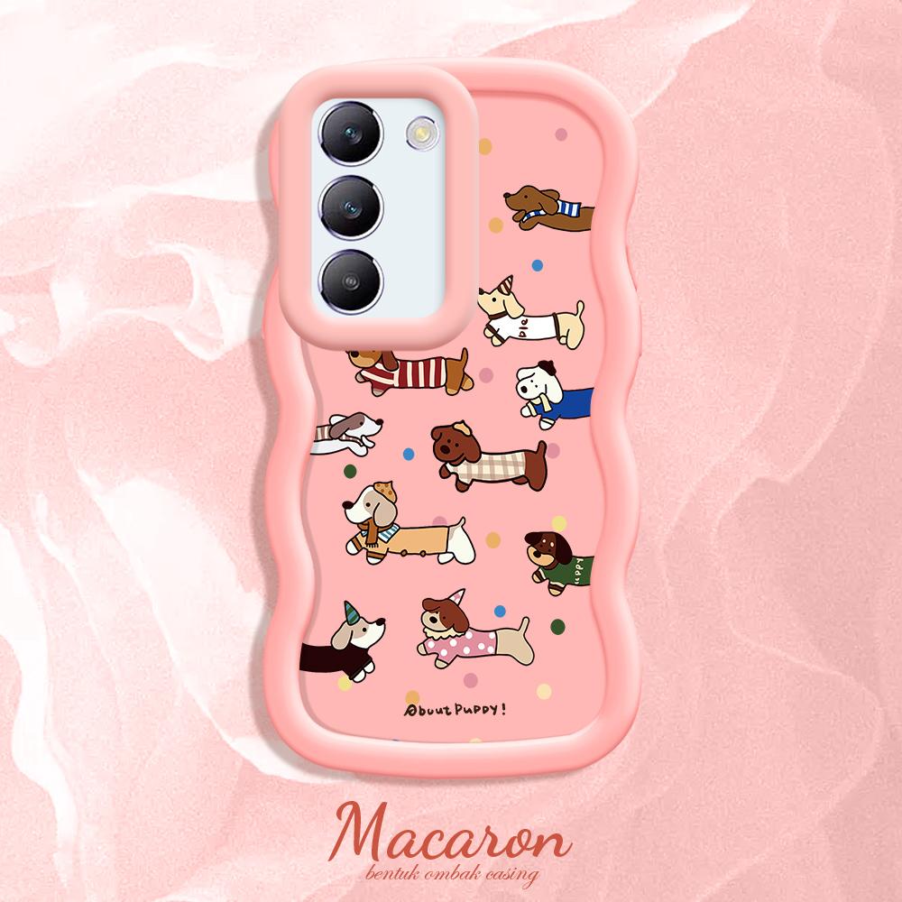 

Окрашенный узор Big Wave Edge Мягкий силиконовый материал Macaron чехол для телефона противоударный защитный резиновый чехол для OnePlus Vivo Motorola Moto Vivo V25E розовый