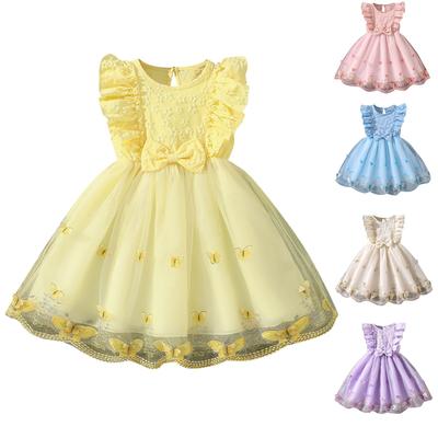 Children's Fashion Sleeveless Lace Stitching Mesh Princess Dress