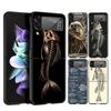 Fish Bone Hard PC Phone Case For Samsung Galaxy Z Flip 7 6 5 4 Black Cover For Galaxy Z Flip 3 Foldable Fundas Shell Capas Bags