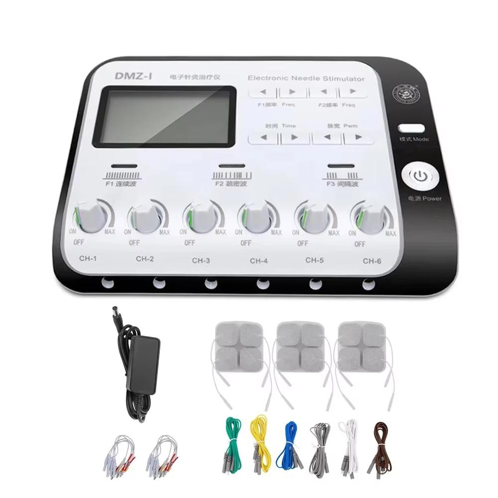 

6-канальный электроакупунктурный стимулятор мышц TENS нейромышечный релаксационный массажер портативный многорежимный аппарат для акупунктуры и прижигания чёрный