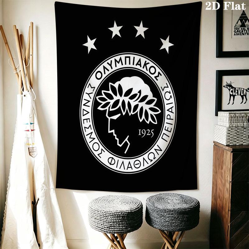 Olympiacos logo Wall Hanging Printed Fabric Blanket Decorative Tapestries for Bedroom Living Room Home Decor