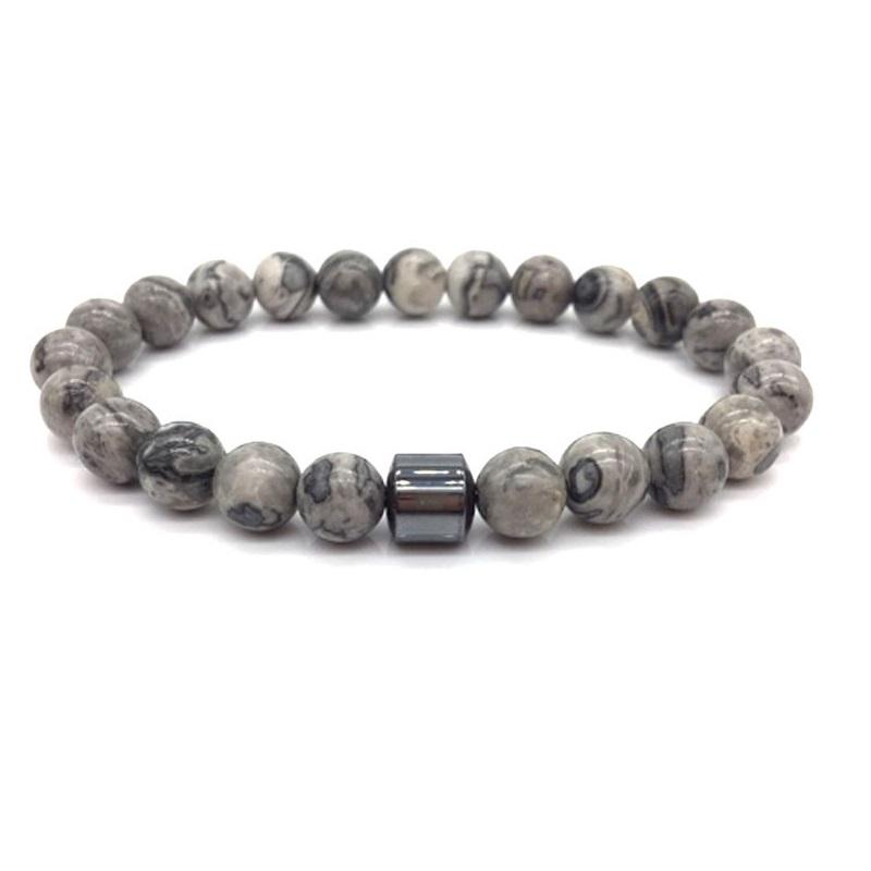Mode Naturstein Armbänder Männer Energie Zylinder Hämatit Heilung Armbänder für Frauen Gebet Reiki Charme Schmuck Geschenk