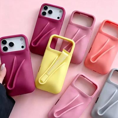 Skirta IPhone 17 16 12 13 14 15 11 Pro Max Plus Madingas telefono dėklas Pilkas Skrudinta duona Espreso juostelė Lūpų blizgesio laikiklis Silikoninis dangtelis