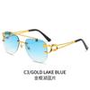 European and American retro leopard glasses legs sunglasses men's frameless trimmed double beam driving toad glasses sunglasses women