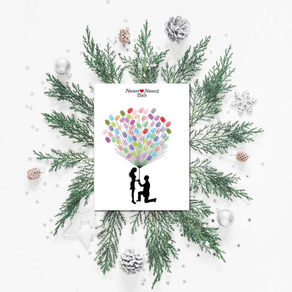 DIY Groom and Bride Pattern Fingerprint Guest Signature Guestbook Painting Wedding DecorationHK208