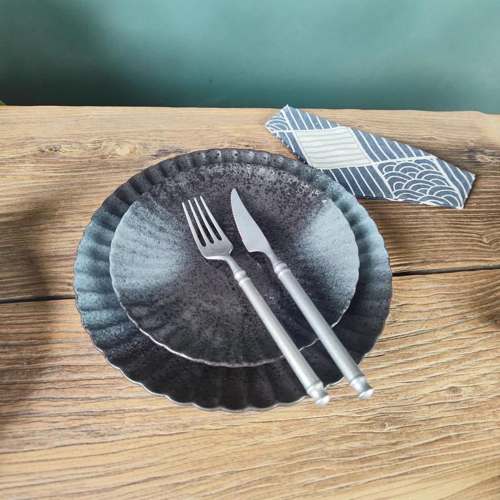 Japonský keramický kulatý talíř - Západní, Svačinový, Steakový, Chryzantéma, Salátový talíř