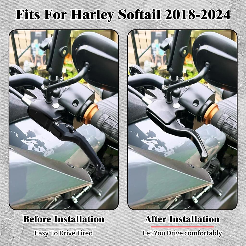 Brake Clutch Levers Motorcycle 3 Fingers Short Hand Levers For Harley Softail Fat Boy FLFB Breakout FXSB Low Rider FXDLS 2018-24