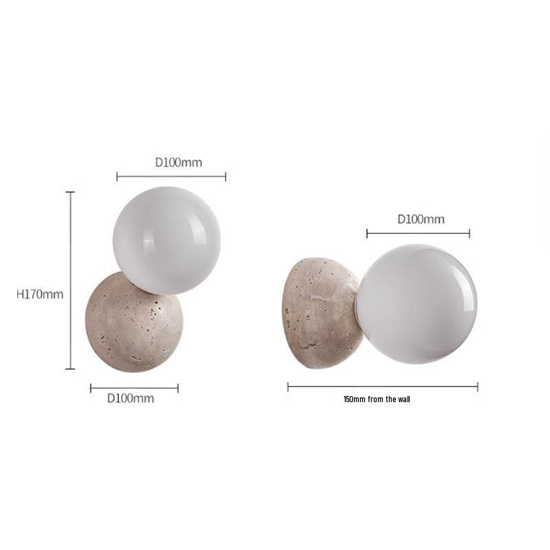 Cream Stone Wall Lamp - Mid-Century Japanese Design for Bedroom & Living Room