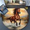 Galloping Horse Round Area Rug,Carpet Rug for Living Room Bedroom Sofa Playroom Decor,Non-slip Floor Mat
