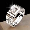 S925 Silver Ring Men's Domineering Zircon Open Wedding Ring Gold-plated 18K Gold Great Wall Pattern Men's Ring
