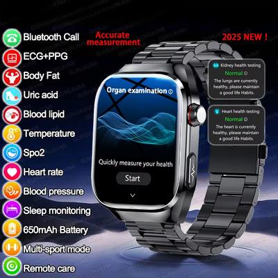 2025 Nuevo Reloj Inteligente ECG+PPG Monitor de Órganos Viscerales Reloj Hombres Lípidos en Sangre Ácido Úrico PA Deporte Llamada Smartwatch para Samsung Galaxy