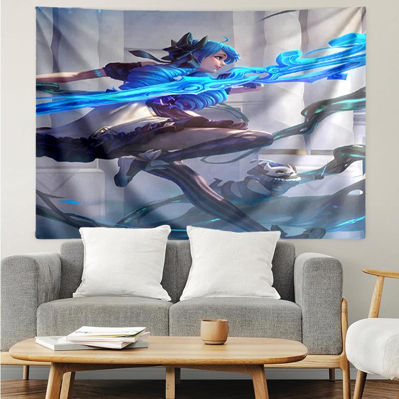 League-of-Legends Print Tapestry, Backdrop, Easy Setup, Ideal for Bedroom, Office & Living Room, with Aesthetic Wall Hanging Decor.
