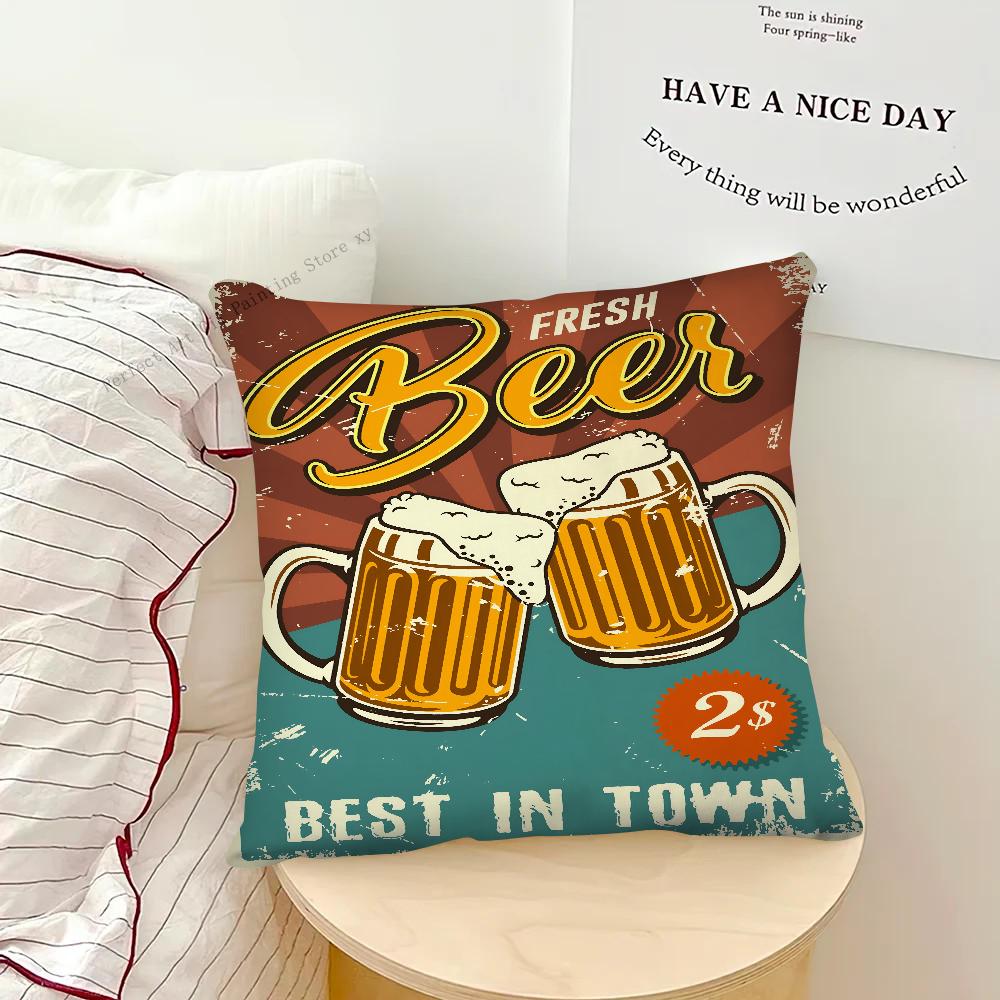 Beer Cigarette Coffee Pillow Case Square Pillow Bedroom Sofa Leisure Comfort Cushion Car Living Room Home Decoration