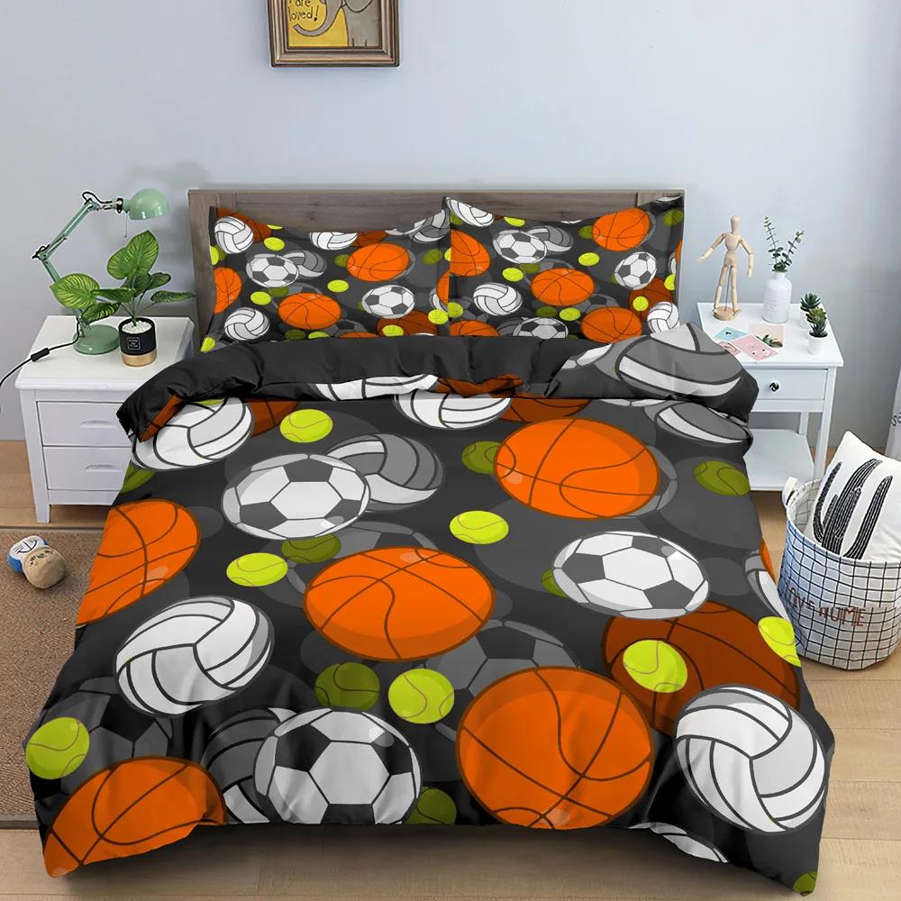3D Football Duvet Cover Double Queen Full Bedding Collection 23Pcs Quilt Cover With Zipper Closure King Size Polyester Comforter Cover