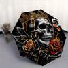 1pc Golden Crowned Skull with Roses Automatic Opening and Closing Umbrella - Small Umbrella Suitable for Various Occasions W049