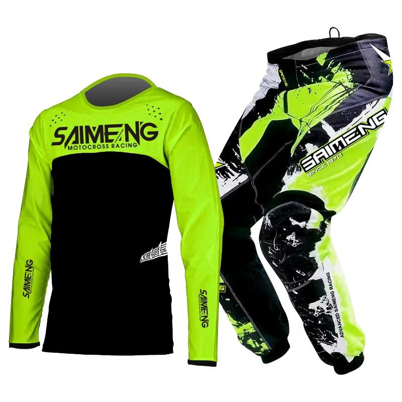 TAILLE 20 22 24 26 28 saimeng ensemble d'équipement pour enfants enduro motocross maillot pantalon mx kits moto VTT Course Off Road pour jeunes combinaison