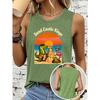 Women's Sleeveless Vest T Shirt Beach Castle Crocodile Flamingo Print Casual Crew Neck Top Soft, Skin-friendly, Breathable, Comfortable, Machine