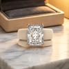 New Trend White Ceramic & Rose Gold Ring, Large Radiant Cut CZ Diamond Solitaire Ring, Fashion Women's Statement Jewelry fo