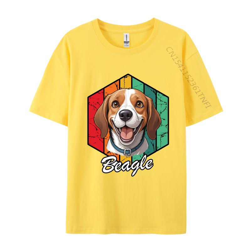 Beagle Retro TShirt 3D Style Cotton Men Tops T Shirt Smiling Beagle Dog Print Fitted T Shirt Mens Tees Custom
