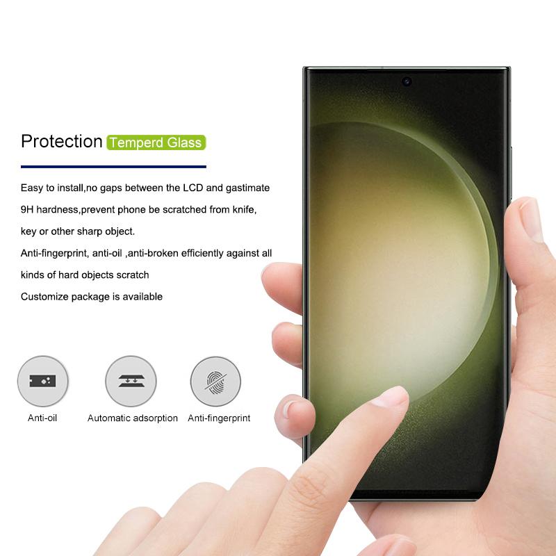 

MOCOLO HD Screen Protector For Samsung Galaxy S23 Ultra,3D Curved Edges Full Glue Anti-fingerprint Tempered Glass Film Black