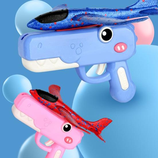 Dinosaur Airplane Launcher Toy Hand-Powered Glider with Soft Foam Aircraft Outdoor Flying Toy Fun Gift for Boys Girls