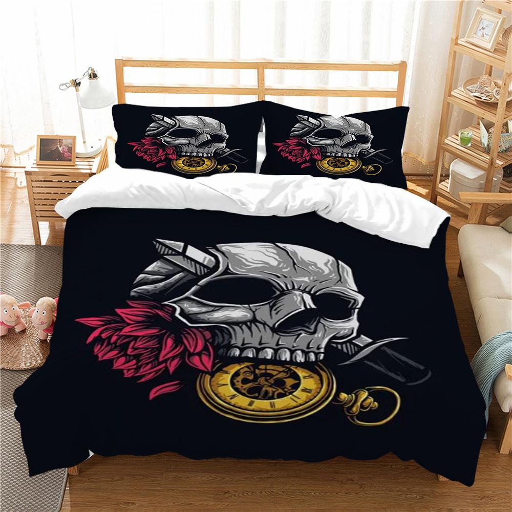 3D Skull Printing Duvet Cover Set Cartoon Bedding Set Highend Pillowcase Children Bedding Suit Single Size Double Size Bed Cover