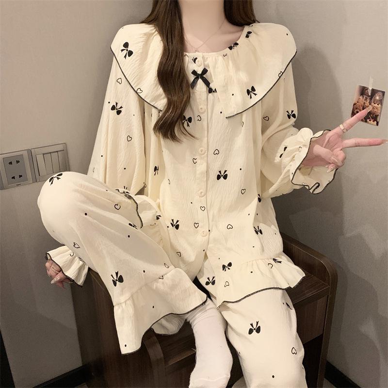 Women's Korean Style Spring/Autumn Long Sleeve Sweet Princess Pajama Set