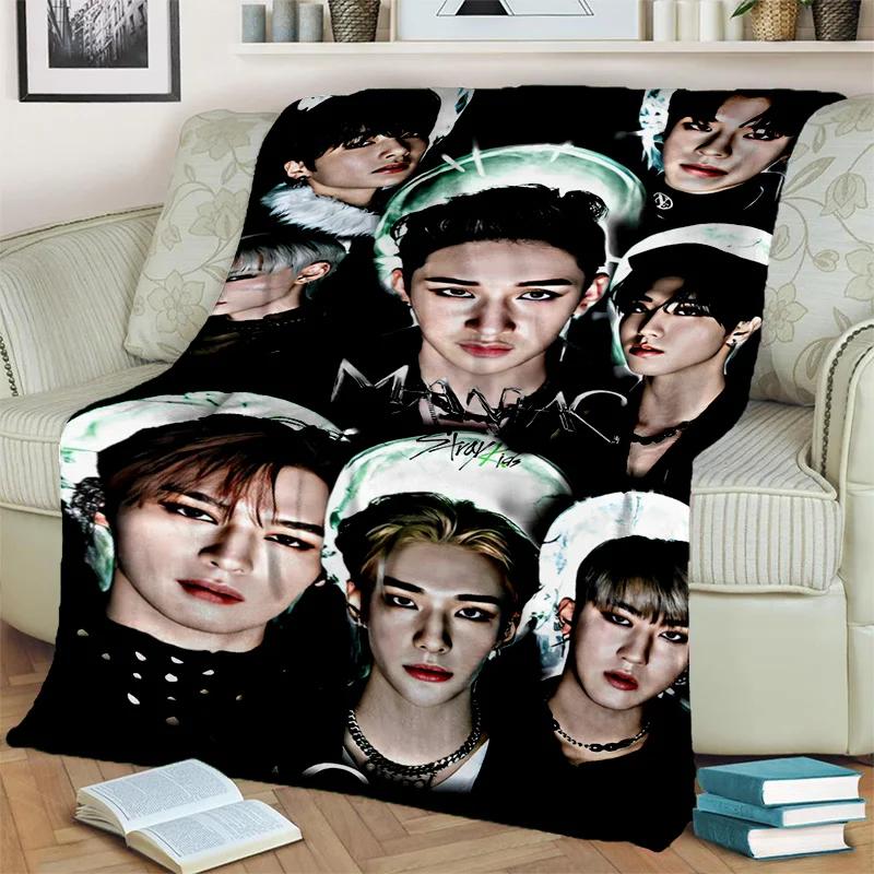 3D Kpop Stray Kids Korea Singer Blanket,Soft Throw Blanket for Home Bedroom Bed Sofa Picnic Travel Office Rest Cover Blanket Kid