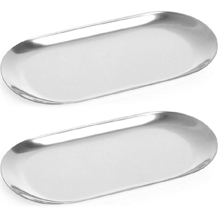 Oval Metal Tray Jewelry And Cosmetic Storage Organiser Decorative Accent For Vanity Table Office Decoration серебряный