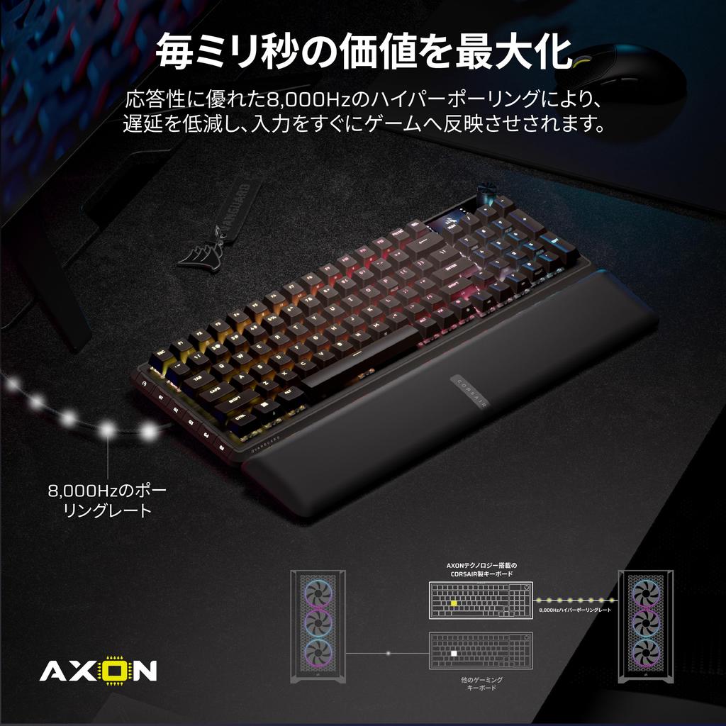 CORSAIR VANGUARD 96 PRO Wired Gaming Hall Effect MLX Hyperdrive Linear LCD Flashtap Elgato Stream Deck Japanese Black Keyboard, 96% Layout,