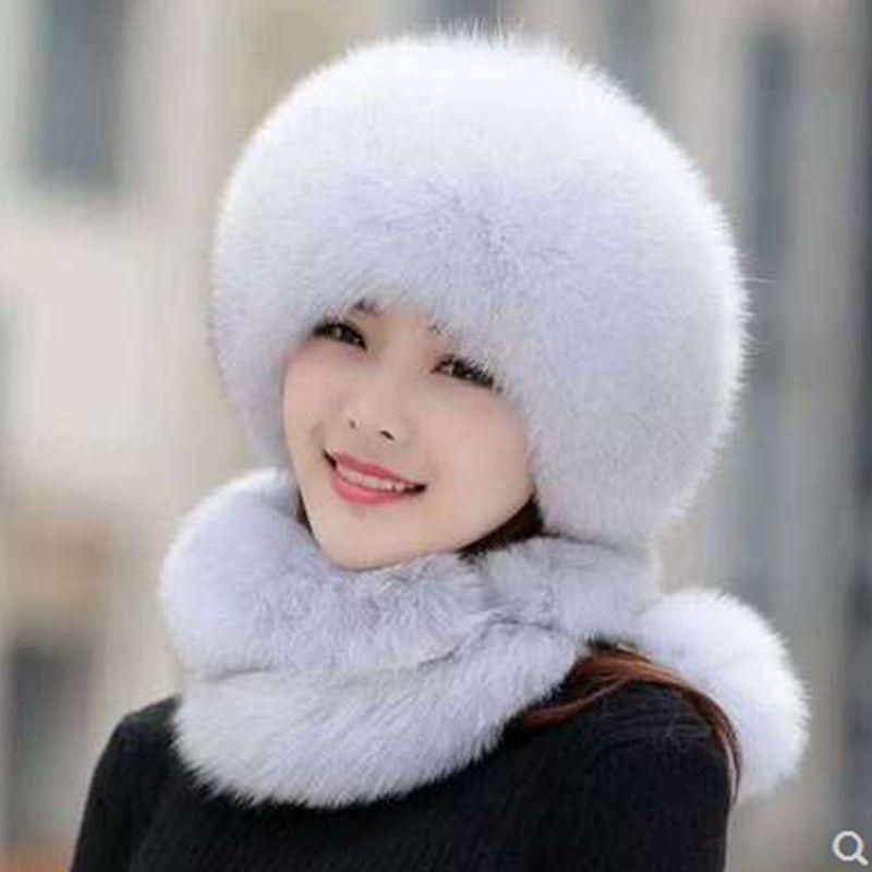 Nová čepice Dámská zimní imitace liščí srsti Rex králičí kapuce Módní Lei Feng čepice Chladná Teplá Mongolská baretka