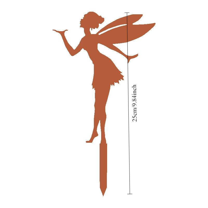 Ornamente für den Gartenhof im Freien, Blumenfee, Feen-Silhouette, Metall- und Eisenhandwerk, Elfendekoration