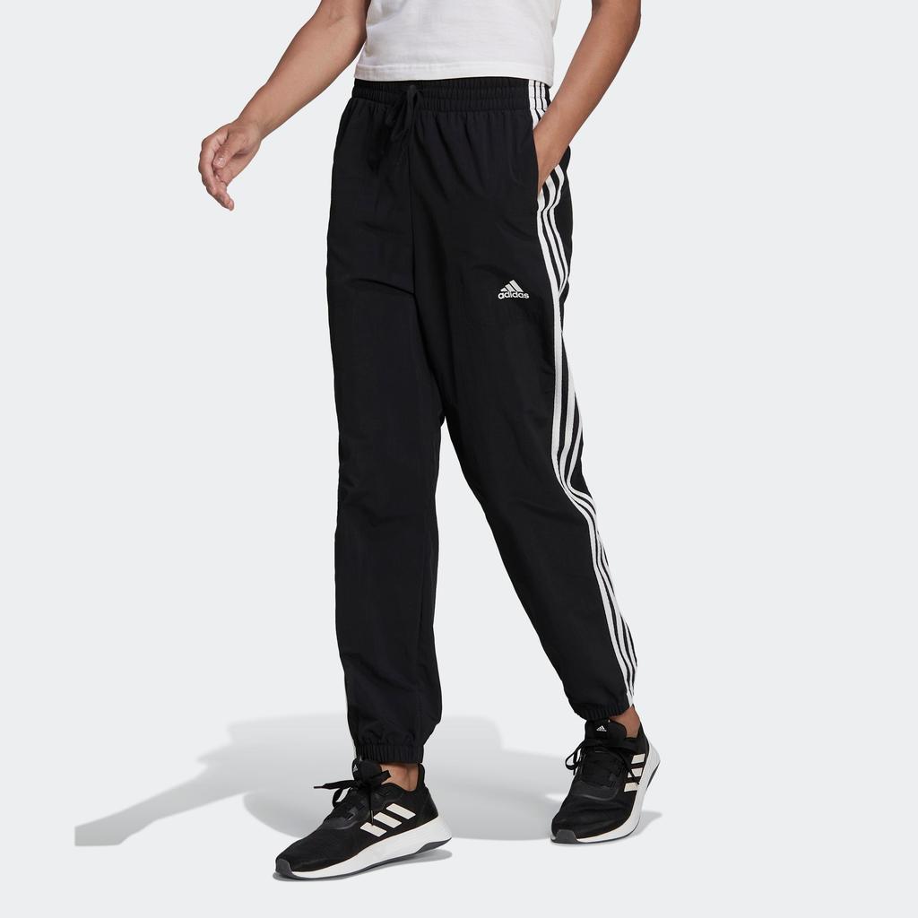 Adidas Striped Woven Tapered Casual Nine-Point Retro Sports Pants Women Pants Black HC9155