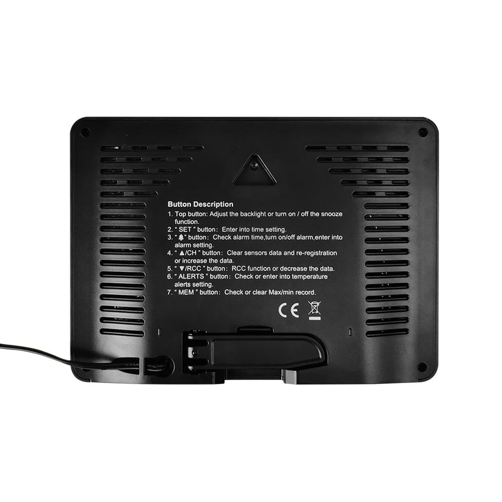  Wireless Digital Weather Station RCC Atomic Alarm Clock Calendar Temperature Humidity Moon Phase Barometer Forecast Sensor