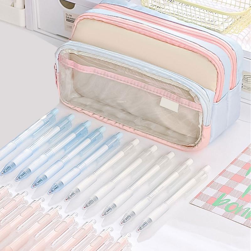 Large Capacity Pencil Bag Japanese Styles Pencil Case Pen Pouch Clear Pencil Pouch Pen Case School Office Supplies