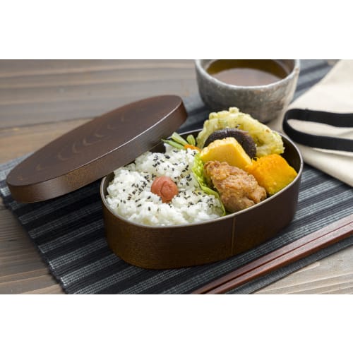 Kano [Magewappa-style Oval Lunch Box, Mocha Brown, 72760] Microwave and Dishwasher Safe, Made in Japan, with Band, Wappa Bento, Magewappa Style, Lunch
